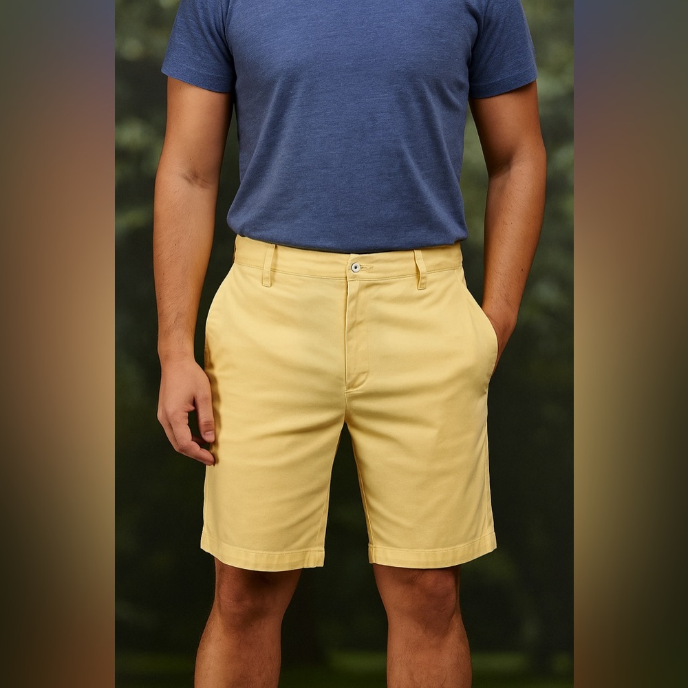 Nautica Men’s Yellow Classic Fit Deck Shorts Stretch Size 34